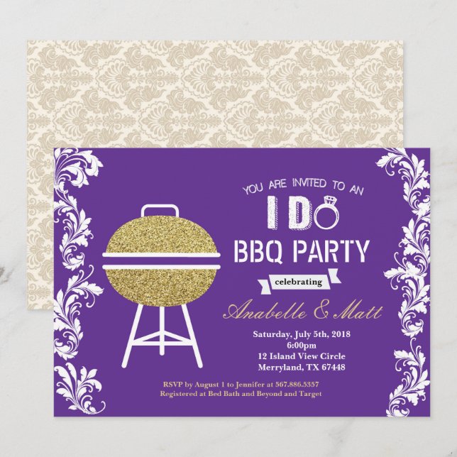 I Do BBQ party engagement couple shower invitation (Front/Back)
