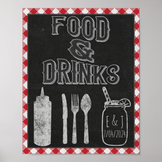 I Do BBQ Party Food Bar Food & Drinks Sign (Front)