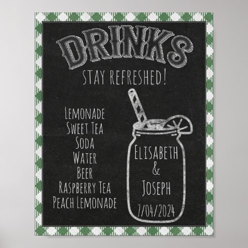 I Do BBQ Party Green Drinks  Beverage Bar Sign