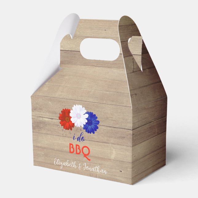 I Do BBQ Patriotic Floral Favor Boxes (Front Side)