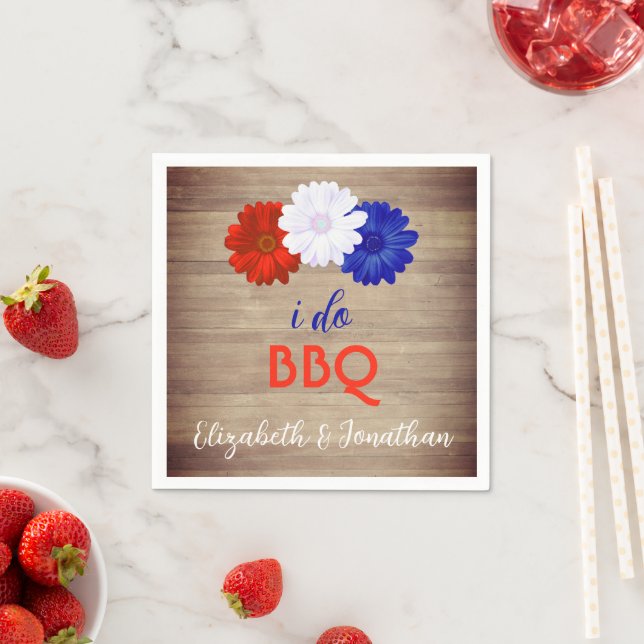 I Do BBQ Patriotic Floral Napkins (Insitu)