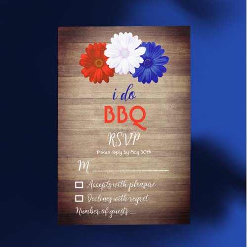 I Do BBQ Patriotic Floral RSVP Card