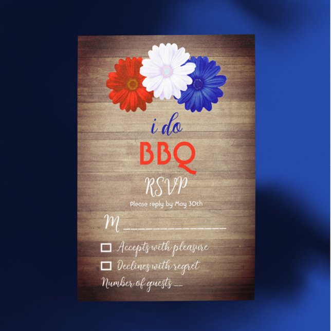 I Do BBQ Patriotic Floral RSVP Card (Creator Uploaded)