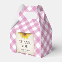 I Do BBQ Pink Gingham Sunflower Favor Box