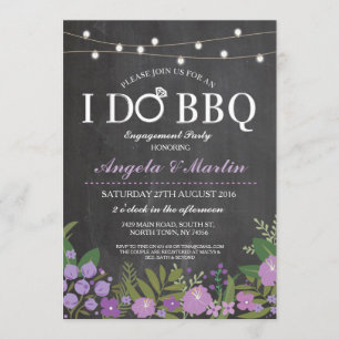 I DO BBQ Purple Chalk Couples Shower Invite