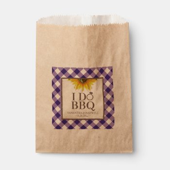 I Do Bbq Purple Gingham And Sunflower Favor Bag by VGInvites at Zazzle