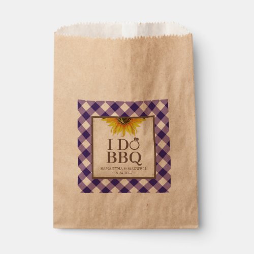 I Do BBQ Purple Gingham and Sunflower Favor Bag