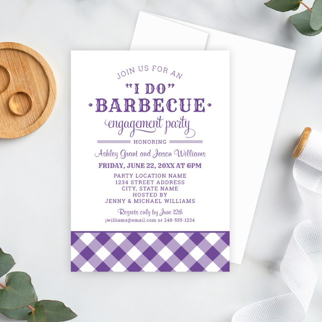 I Do BBQ Purple Wedding Engagement Party Invitation (Creator Uploaded)