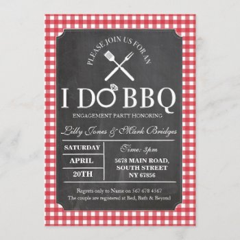 I Do Bbq Red Chalk Party Engagement Invitation by WOWWOWMEOW at Zazzle