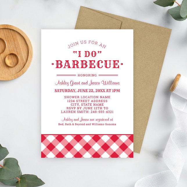 I Do BBQ Red Couples Wedding Shower Invitation (Creator Uploaded)