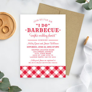 I Do BBQ Red Couples Wedding Shower Invitation