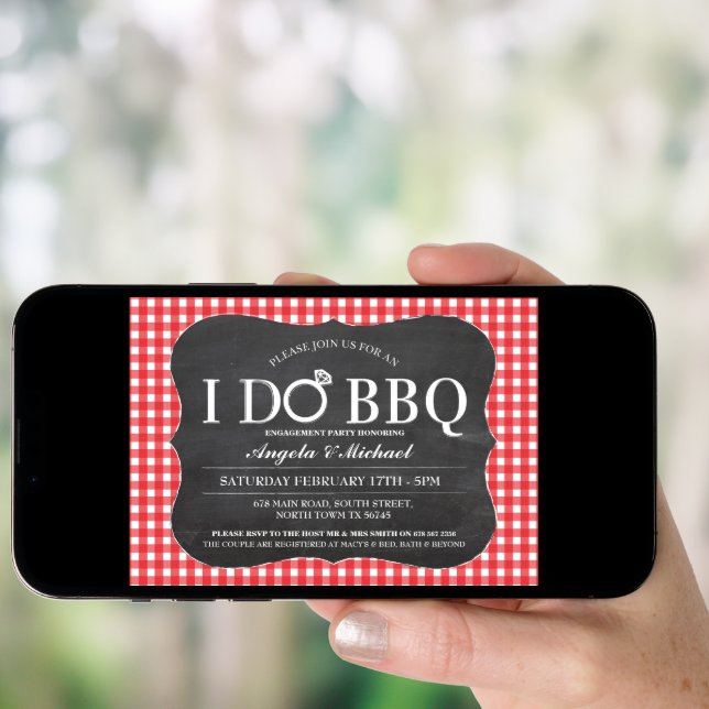 I DO BBQ Red Engagement Couples Shower Invitation (Front Digital)