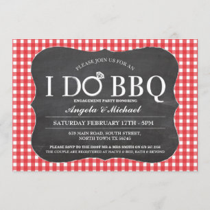 I DO BBQ Red Engagement Couples Shower Invitation