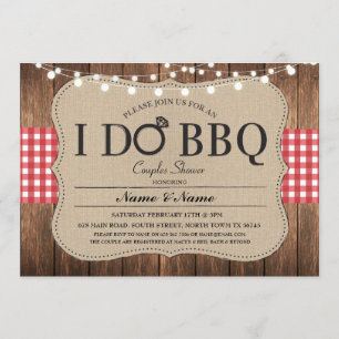 I DO BBQ Red Engagement Couples Shower Invitation