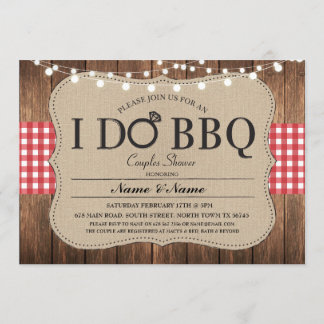 I DO BBQ Red Engagement Couples Shower Invitation