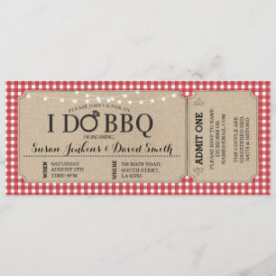 I DO BBQ Red Engagement Ticket Party Invitation