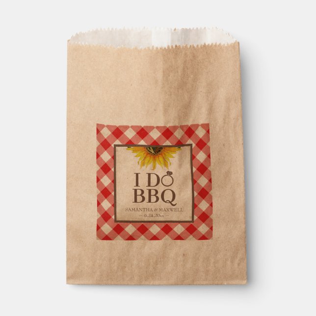 I Do BBQ Red Gingham and Sunflower Favor Bag (Front)
