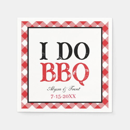I DO BBQ Red Gingham Barbeque Paper Napkin