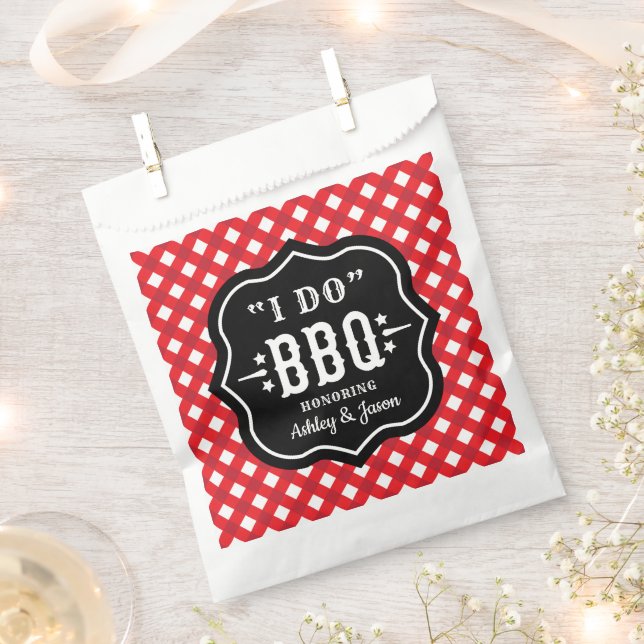 I Do BBQ Red Gingham Check Wedding Favor Bag (Clipped)