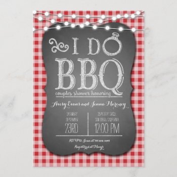 I Do Bbq Red Gingham Couples Shower In Chalk Invitation by GreenLeafDesigns at Zazzle