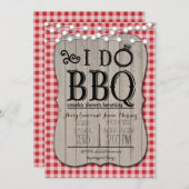 I Do BBQ Red Gingham Couples Shower in Wood Invitation (Front/Back)