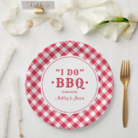 I Do BBQ Red Gingham Custom Wedding Monogram