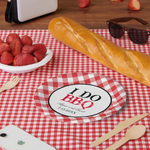 I Do BBQ Red Gingham  Paper Plates