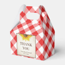 I Do BBQ Red Gingham Sunflower Favor Box