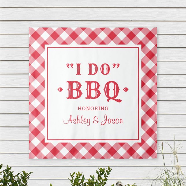 I Do BBQ Red Gingham Wedding Backdrop (Creator Uploaded)