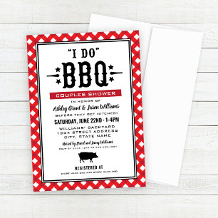 I Do BBQ Red Gingham Wedding Couples Shower Invitation