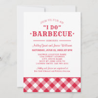 I Do BBQ Red Gingham Wedding Couples Shower Invitation