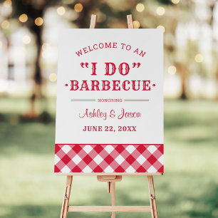 I Do BBQ Red Gingham Wedding Welcome Foam Board
