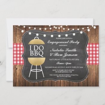 I Do Bbq Red Gold Chalk Couples Shower Invite by WOWWOWMEOW at Zazzle