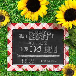 I Do BBQ Red Outdoor Summer/Spring Wedding RSVP Enclosure Card