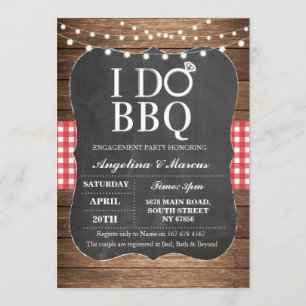 I DO BBQ Red Party Engagement Chalk Invitation
