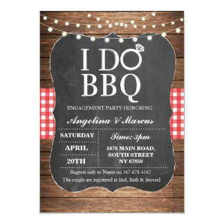I DO BBQ Red Party Engagement Chalk Invitation