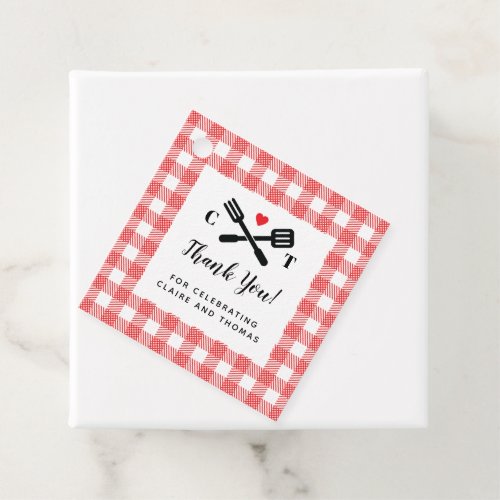 I Do BBQ Red Picnic Favor Square Favor Tags