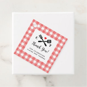 I Do BBQ Red Picnic Favor Square Tags