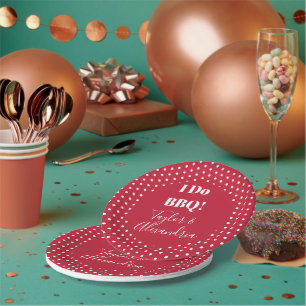 I Do BBQ Red Polka Dot Custom Wedding Paper Plates