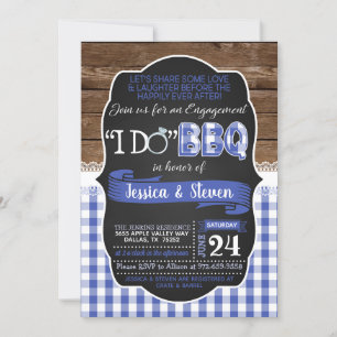 I Do BBQ Rehearsal Dinner Invitation - Blue