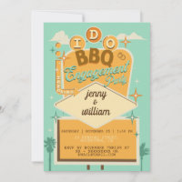 I Do BBQ Retro Engagement Party Invitations