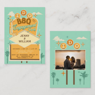 I Do BBQ Retro Engagement Party Photo Invitations