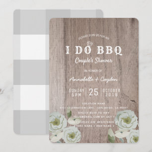 I DO BBQ Roses & Wood Couples Shower Invitation