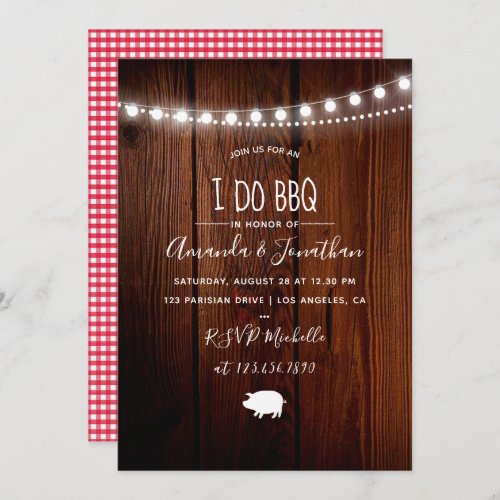 I DO BBQ rustic backyard string of lights invite