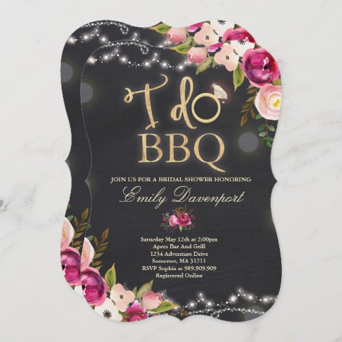 I Do BBQ Rustic Bridal Shower Invitation Florals