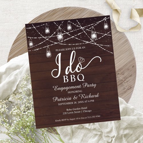 I Do BBQ Rustic Budget Engagement Party Invitation