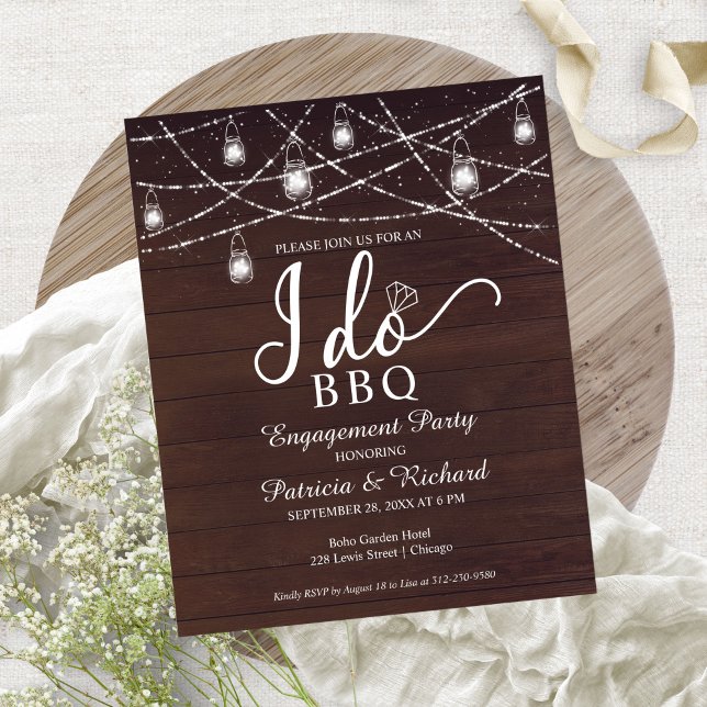 I Do BBQ Rustic Budget Engagement Party Invitation (Creator Uploaded)