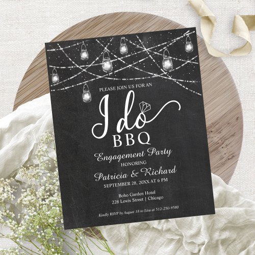 I Do BBQ Rustic Budget Engagement Party Invitation