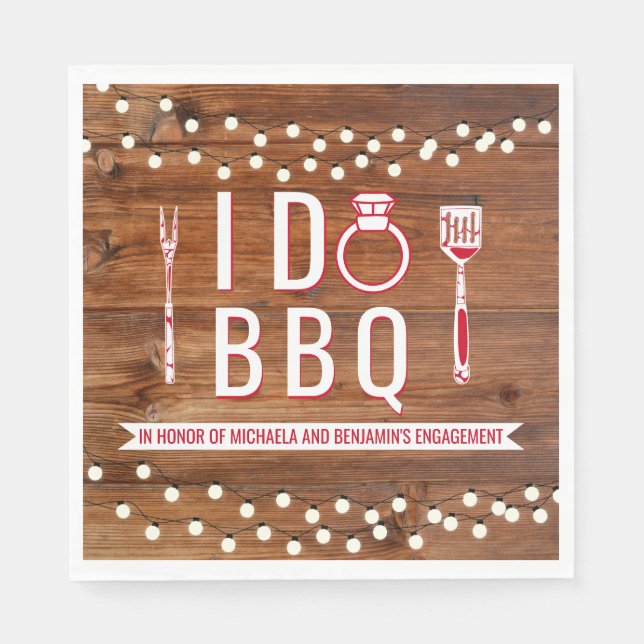 I Do BBQ Rustic Couples Shower Engagement Party Napkins (Front)