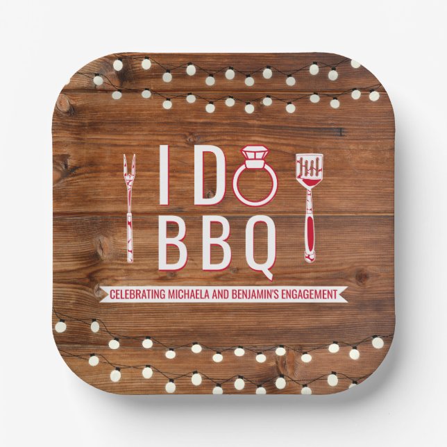 I Do BBQ Rustic Couples Shower Engagement Party Paper Plates (Front)